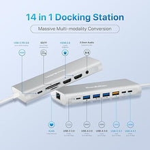 Load image into Gallery viewer, USB C Docking Station Dual Monitor, 14 in 1 Dual HDMI Hub 4K@60Hz, USB3.1/3.0, 100W PD Charging, 5Gbps SDTF Card Reader, Gigabit Ethernet, for SteamDeck/iPhone/DELL/HP etc (Silver)
