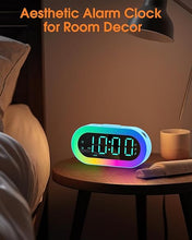 Load image into Gallery viewer, Alarm Clock with Night Light, Small Alarm Clock for Bedside, Alarm Clock with USB Ports, 0-100% Dimmer, Timer, Sleep Aid, Customize Alarm, Loud Alarm Clock for Kids, Ideal Gifts for Teenage Boys Girls
