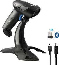 Load image into Gallery viewer, Sumicor Bluetooth Wireless Barcode Scanner with Stand, Handfrees Automatic Scanning &amp; Manual Trigger Hand Barcode Scanner Gun, 1D 2D QR Code DM Scanner Work with Smart Phone, Tablet, PC
