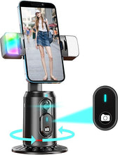 Load image into Gallery viewer, Auto Face Tracking Tripod 360° Rotating Auto Tracking Phone Stand, No App, Gesture Control Smart Shooting Camera Mount with Selfie Light and Remote for Live Vlog Streaming Video Tiktok-Rechargeable
