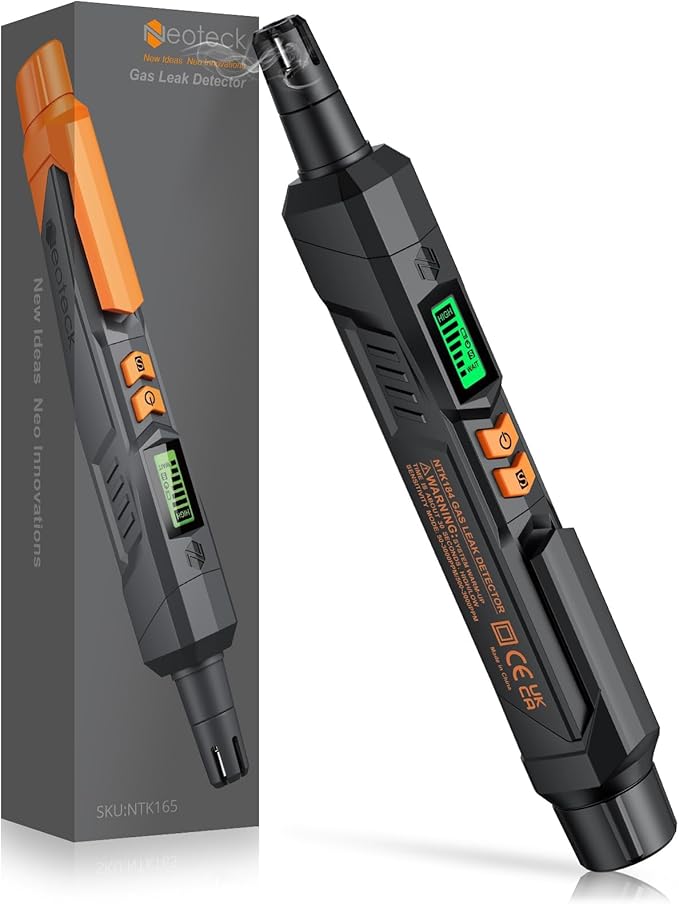 Neoteck Gas Leak Detector Natural Gas Detector with Audible & Visual Alarm, Portable Gas Sniffer to Locate Combustible Gas Leak Sources Like Methane, Propane for Home-Black