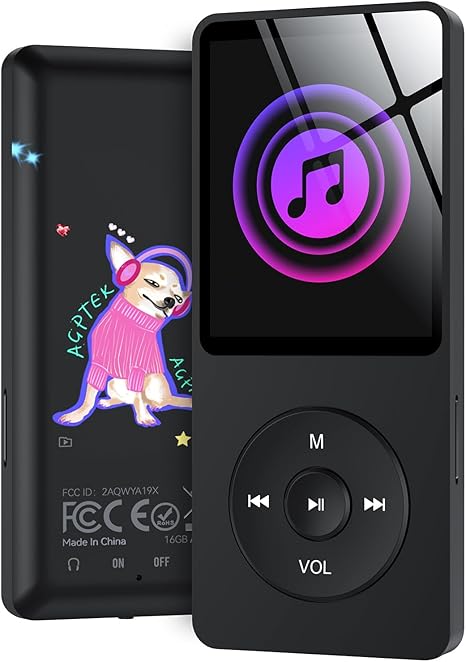 AGPTEK A02S 16GB MP3 Player, 70 Hours Playback Lossless Sound Music Player, Supports up to 128GB, (Black+Pink)