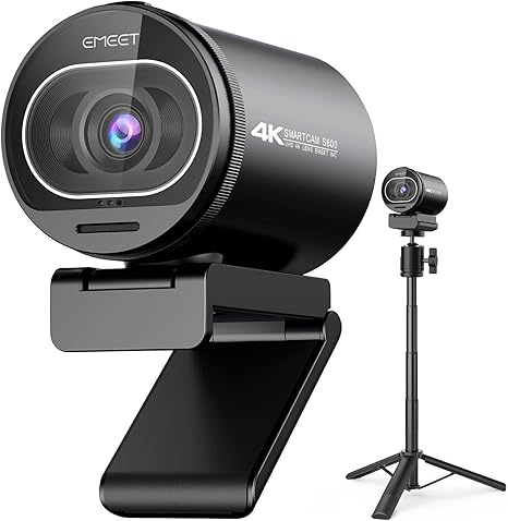 EMEET S600 4K Webcam with Tripod for Streaming - Sony 1/2.5'' Sensor, PDAF Autofocus, 1080P@60FPS, 2 Noise Reduction Mics, Built-in Privacy Cover, 40°-73° FOV, Streaming Webcam for Product/Game/Beauty