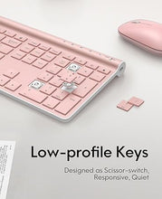 Load image into Gallery viewer, Wireless Keyboard and Mouse Combo, CHESONA Bluetooth Rechargeable Full Size Multi-Device (Bluetooth 5.0+3.0+2.4G) Wireless Keyboard Mouse Combo for Mac OS/iOS/Windows/Android (Pink)
