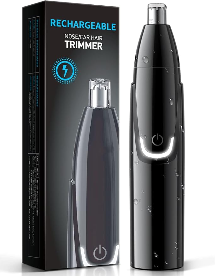 ZORAMI Rechargeable Ear and Nose Hair Trimmer - 2024 Professional Painless Eyebrow & Facial Hair Trimmer for Men Women, Powerful Motor and Dual-Edge Blades for Smoother Cutting Black