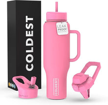 Load image into Gallery viewer, Coldest Tumbler with Handle and Straw Lid | 3 Lids Insulated Reusable Stainless Steel Water Bottle Travel Mug | Gifts for Women Him Her | Limitless Collection (46 oz, Pink Perfection)
