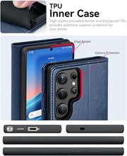 Load image into Gallery viewer, OCASE Compatible with Galaxy S25 Ultra Wallet Case, PU Leather Flip Folio Case with Card Holders RFID Blocking Kickstand [Shockproof TPU Inner Shell] Protective Phone Cover 6.9 Inch 2025, Blue
