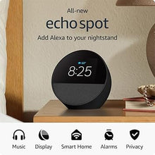 Load image into Gallery viewer, All-new Amazon Echo Spot (newest model), Smart alarm clock with vibrant sound + Alexa, Black
