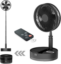 Load image into Gallery viewer, UN UNITEDTIME Foldable Fan Foldaway Oscillating with Remote Control, 10800mAh Battery Operated Fans, Portable for Outdoor, Courtyard, Beach,Travel, Room,4 Speeds, with Timer night light (Black)

