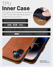 Load image into Gallery viewer, OCASE Compatible with iPhone 16 Wallet Case, PU Leather Flip Folio Case with Card Holders RFID Blocking Kickstand [Shockproof TPU Inner Shell] Phone Cover 6.1 Inch 2024, Brown
