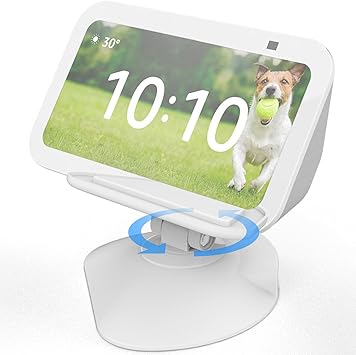 Adjustable Stand for Echo Show 5 (3rd), Tilt + Swivel Stand with Strong Magnetic, Rotates Side to Side, Compatible with Show 5 (3rd Gen)& iPhone 14 (White)
