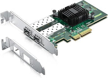 Load image into Gallery viewer, 1000Mbps Gigabit Ethernet PCI Express NIC Network Card with Intel I350AM2 Chip Ethernet Server Converged Network Adapter I350-F2, PCIE 2.1 x4, Dual SFP Ports, Compare to Intel I350-F2
