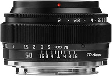 Load image into Gallery viewer, TTArtisan 50mm f2 Full Frame Manual Focus Camera Lens for L Mount Sigma: FP/FPL Leica: T TL TL2 CL SL SL2 Panasonic: S1 S1M S1R S1RM S1H S1K S5 S5K S5C
