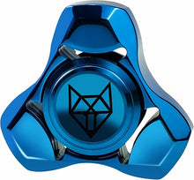 Load image into Gallery viewer, FREELOVE Metal Fidget Spinner, Stainless Steel Heavy, Long Spinning Toys, Cool Silent, Small Mini Fox Figette Spiner for Adults Men Anxiety, Quiet Bearing, Blue
