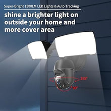 Load image into Gallery viewer, Floodlight Security Camera,Outdoor 360 PTZ Surveillance Camera,355 Pan &amp; 90 Tilt,1080P, 2000 Lumens, Weatherproof, Auto Tracking, Color Night Vision, 90db Siren (Black)
