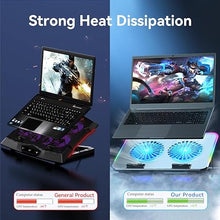 Load image into Gallery viewer, 2024 Upgarde Metal RGB Laptop Cooling Pad Gaming Laptop Cooler with 2 Large Fans, Adjustable Fan Speed, 7 Height Stand, 10 Modes Light with Memory Function for 10-17.3 Inch Laptops…
