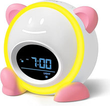 Load image into Gallery viewer, OK to Wake Clock for Kids, Sleep Training Clock with Night Light and Sound Machine, Kids Alarm Clock for Bedrooms, Pink
