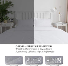 Load image into Gallery viewer, Miowachi Digital Alarm Clock,Large Mirrored LED Clock,Snooze,Dim Night Light 2 USB Charger Ports Desk Alarm Clocks for Bedroom Decor (White)
