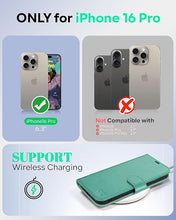 Load image into Gallery viewer, OCASE Compatible with iPhone 16 Pro Wallet Case, PU Leather Flip Folio Case with Card Holders RFID Blocking Kickstand [Shockproof TPU Inner Shell] Phone Cover 6.3 Inch 2024, Green
