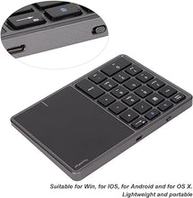 Load image into Gallery viewer, Sanpyl Numeric Keypad, 2 in 1 22 Keys 2.4G Touchpad Bluetooth 4.2 Number Pad, Type C Charging 500mAh Financial Accounting Keyboard, for Laptop, PC, Desktop(Iron Gray)
