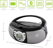 Load image into Gallery viewer, HANNLOMAX HX-321CD Portable CD/MP3 Boombox, AM/FM Radio, Bluetooth, USB Port for MP3 Playback, Aux-in, LCD Display, AC/DC Dual Power Source. (Black)
