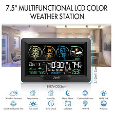 Load image into Gallery viewer, Uzoli EM3390 7.5&quot; Weather Station, Weather Station Wireless Indoor Outdoor Thermometer, Digital Weather Stations 3 Sensors with Atomic Clock, Barometer, Moon Phase, Large Screen Monitor for Home Use
