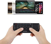 Load image into Gallery viewer, 2.4GHz Touchpad Keyboard,RT-MWK02 Mini Wireless Keyboard Rechargeable Ultra-Thin Mini USB Backlit Keyboard with IR Light for HTPC for PS3/4 for 360 and ONE(QWERTY Keypad)
