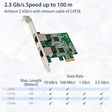 Load image into Gallery viewer, Syba Dual 2.5 Gigabit Ethernet PCI-E Network Expansion Card RJ45 LAN Adapter Low Profile Bracket SD-PEX24066
