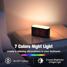 Load image into Gallery viewer, HOUSBAY Digital Alarm Clock for Bedrooms - Large Display Easy to Read Across The Room, 7 Larger Color Night Light, Dual Alarm, Dimmer, Adjustable Volume, True Battery Backup
