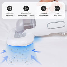 Load image into Gallery viewer, Portable Mattress Vacuum Cleaner 400W Professional Bed Vacuum Cleaner Corded High Frequency Double Beat 15Kpa Powerful Suction Handheld Vacuum for Bed Mattress Pillow Sheet Sofa Vacuum Cleaning
