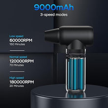 Load image into Gallery viewer, Compressed Air Duster,180000RPM Electric Dust Air Blower,3 Gear Cordless Rechargeable Jet Dryer Blower,No Canned Air Duster,Jet Fan for Keyboard Computer Car Cleaning,Inflating,Dry-Black
