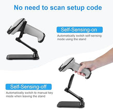 Load image into Gallery viewer, Barcode Scanner with Stand, JRHC Wireless 1D Laser Bar Code Scaners 2.4G Wireless &amp; USB Wired Connection Plug and Play Handheld Bar Code Reader
