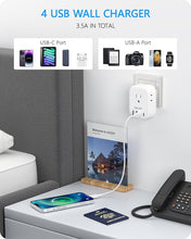 Load image into Gallery viewer, LENCENT US to India Power Plug Adapter, Indian Travel Adaptor with 4 Outlets, 4 USB Charger(2 USB C), Type D Plug Converter for USA to India Nepal Bangladesh Maldives Pakistan, Safe Grounded
