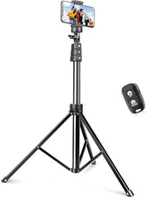 Load image into Gallery viewer, SENSYNE 72" Phone Tripod, Extendable Cell Phone Tripod Stand, Selfie Stick Tripod with Wireless Remote and Phone Holder, Compatible with iPhone Android Phone, Camera
