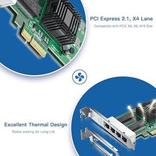 Load image into Gallery viewer, Gigabit 4 Port NIC with Intel I350 Chip, 1Gb Network Card Compare to Intel I350-T4 NIC, Quad RJ45 Ports, PCI Express 2.1 X4, Ethernet Card with Low Profile for Windows/Windows Server/Linux
