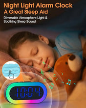 Load image into Gallery viewer, Digital Alarm Clocks for Bedrooms, Night Light Alarm Clock, Bedside Clock with USB Port, Dimmer, Timer, Sleep Sound, Customize Alarm, Loud Alarm Clock for Heavy Sleepers, Ideal Gifts for Teens Boys
