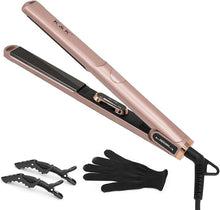 Load image into Gallery viewer, K&amp;K 1 Inch Hair Straightener with LED Display Adjustable Temperature Flat Iron for Short Hair Tourmaline Titanium Dual Voltage Auto Shut Off 4D 360°Swivel
