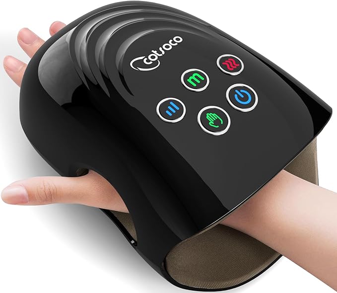 cotsoco Cordless Hand Massager with Heat and Compression for Arthritis and Carpal Tunnel, Birthday Gifts for Women Mom Men,Black