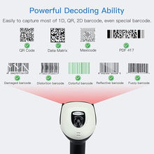 Load image into Gallery viewer, Eyoyo Wireless 2D QR Barcode Scanner with Stand, Bluetooth &amp; 2.4G Wireless &amp; USB Wired Handheld Barcode Reader with 1D 2D Screen Scanning Auto Sensing Connect Smart Phone Tablet PC
