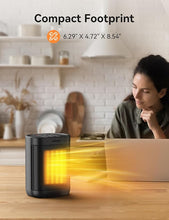 Load image into Gallery viewer, 1500W Space Heaters for Indoor Use, Portable Electric Heater with ECO Mode, 59-95°F Digital Thermostat, Child Lock, 24H Timer, Small Space Heater for Bedroom Office Living Room

