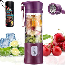 Load image into Gallery viewer, Portable Blender, USB Travel Juice Bottle Personal Travel Blender for Shakes and Smoothies Baby Food Mixing Machince with Updated 6 Blades 4000mAh Rechargeable Battery,13Oz Bottle(purple)
