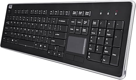 Adesso WKB-4400UB Wireless Desktop Touchpad Keyboard - 2.4GHz RF Wireless Technology, 104-Key Layout, Built-in Trackpad, Multimedia and Internet Hotkeys