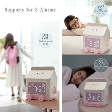 Load image into Gallery viewer, Kids Alarm Clock for Girls, Milk Alarm Clock with Snooze Toddler Sleep Training Clock for School Home Office(Brown)
