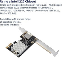 Load image into Gallery viewer, IO CREST 2.5 Gigabit Ethernet PCI Express PCI-E Network Interface Card 10/100/1000/25000 Mbps RJ45 LAN Intel I225 Chipset, Black (SY-PEX24076)
