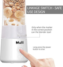 Load image into Gallery viewer, Mulli Portable Blender,USB Rechargeable Personal Mixer for Smoothie and Shakes, Mini Blender with Six Blades for Baby Food,Travel,Gym(Update)
