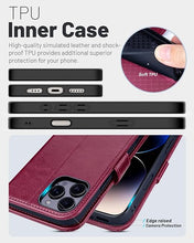 Load image into Gallery viewer, OCASE Compatible with iPhone 16 Pro Wallet Case, PU Leather Flip Folio Case with Card Holders RFID Blocking Kickstand [Shockproof TPU Inner Shell] Phone Cover 6.3 Inch 2024, Burgundy
