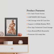 Load image into Gallery viewer, Digital Picture Frame 10.1 Inch WiFi Digital Photo Frame, IPS HD Touch Screen Electronic Picture Frame, 16GB Memory, Slideshow, Wall-Mounted, Easy to Share Photo and Video via Uhale APP
