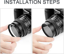 Load image into Gallery viewer, 67mm Star Filter 4 Pieces Starburst Lens Filter(4 Points,6 Points,8 Points,12 Points) with Centre Pinch Lens Cap for Canon Nikon Sony Olympus Pentax and Other DSLR Cameras + 4 Slot Filter Pouch
