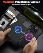 Load image into Gallery viewer, OCASE for iPhone 16 Pro Case Detachable Wallet Case with Card Holder, 2 in 1 Pu Leather Flip Folio with RFID Blocking Stand Wrist Strap Shockproof Phone Cover 6.3 Inch 2024, Graphite
