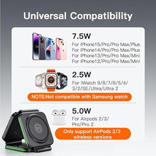 Load image into Gallery viewer, 3 in 1 Charging Station for Apple,Magnetic Foldable Charger for Travel,Wireless Charger Pad for iPhone 16/15/14/13/12/Pro/Max/Mini,AirPods Wireless/Pro,iWatch Ultra/SE/10/9/8/7/6/5/4/3/2
